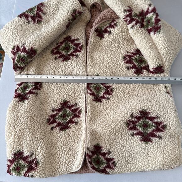 Love Tree The Soft Life Reversible Sherpa Hooded Jacket Womens S Cottagecore - Picture 8 of 11